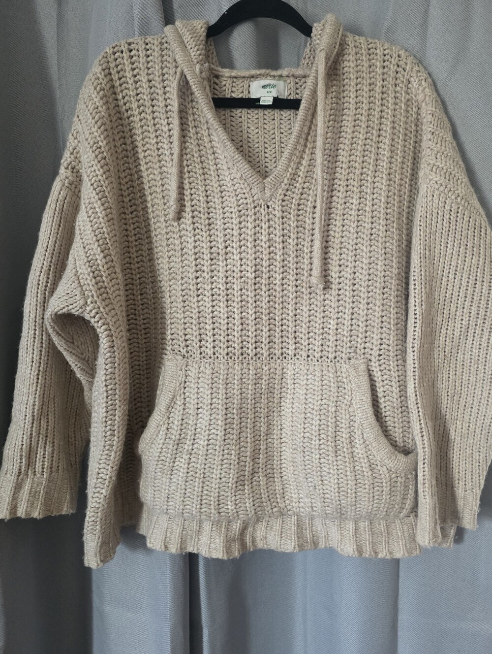 Aerie Women's Marshmallow Moves Chunky Knit V-Neck Sweater Hoodie M